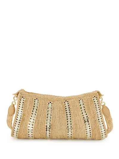 Rabanne Raffia Shoulder Bag In Neutrals