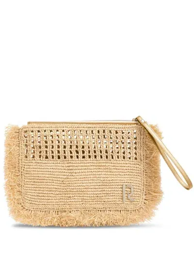 Rabanne Raphia Pouch In Neutrals