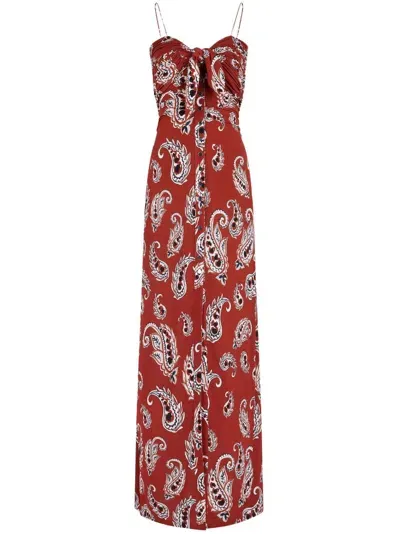 Rabanne Off-the-shoulder Tie Front Maxi Dress In Print