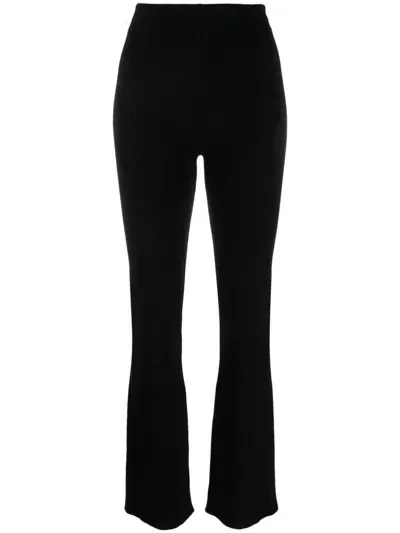 Rabanne Ribbed Wool-blend Trousers In Black