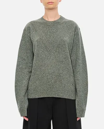 Rabanne Round Neck Wool And Cashmere Pullover In Grey