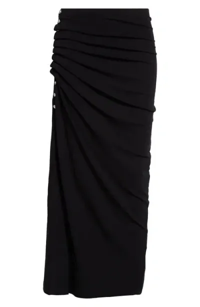 Rabanne Ruched Jersey Midi Skirt In Black