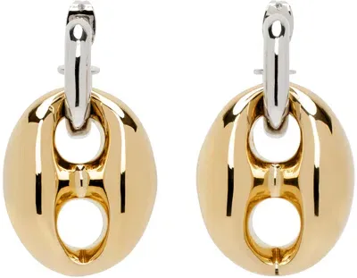 Rabanne Silver & Gold Eight Chunky Earrings In M715 Gold / Silver