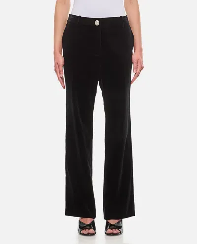 Rabanne Straight Velvet Pants In Black