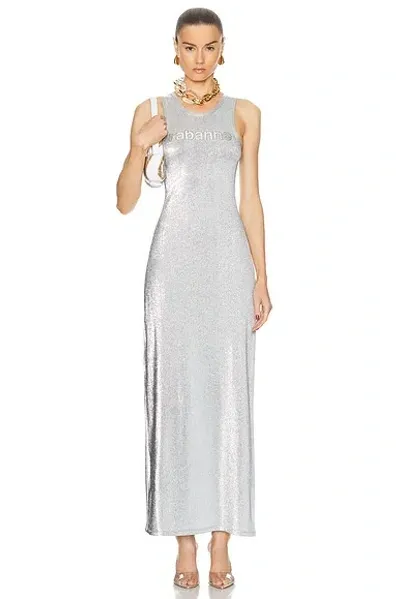 Rabanne Stretch Lurex Jersey Dress In Silver