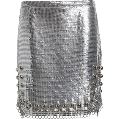 Rabanne Stud-embellished Mini Skirt In Silver