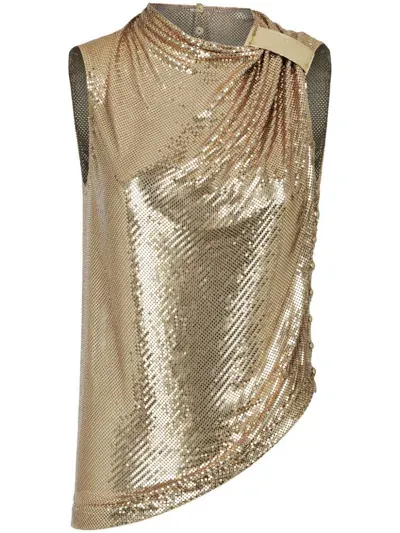 Rabanne Temporary Chainmail Asymmetric Top In Gold