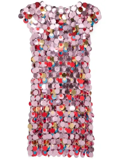 Rabanne The Iconic Sparkle Discs Mini Dress In Pink