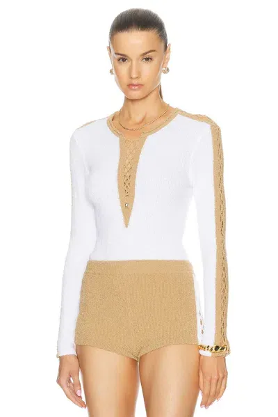 Rabanne V-neck Cut Out Knit Top In Two-tone Design