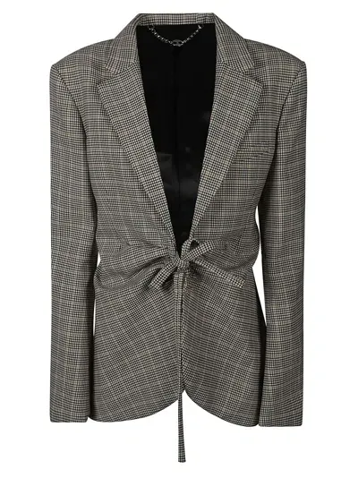 Rabanne Waist Tie Blazer In Brown/beige