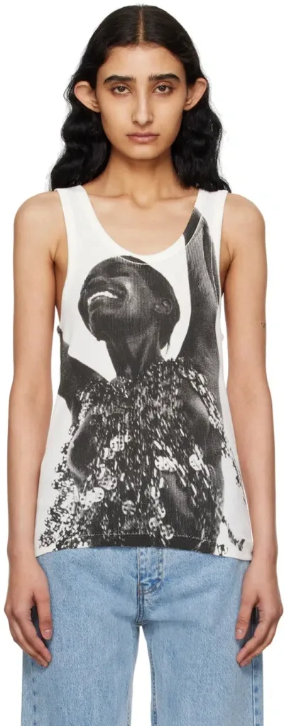 Rabanne Graphic Silk-blend Tank Top In White