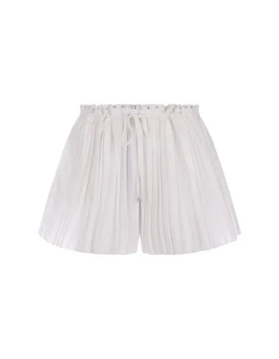 Rabanne White Pleated Shorts With Studs