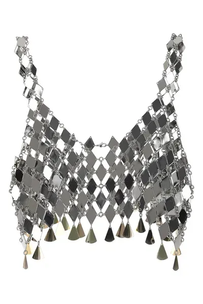 Rabanne Metal Diamond Top In Silver