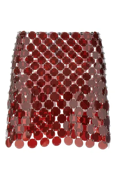 Rabanne Paco  Plastic Sequin Skirt In Red