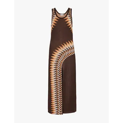 Rabanne Graphic Tank Maxi Dress In Brown