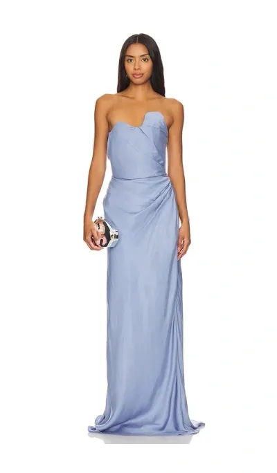 Rachel Gilbert Aries Draped Maxi Dress In Blue