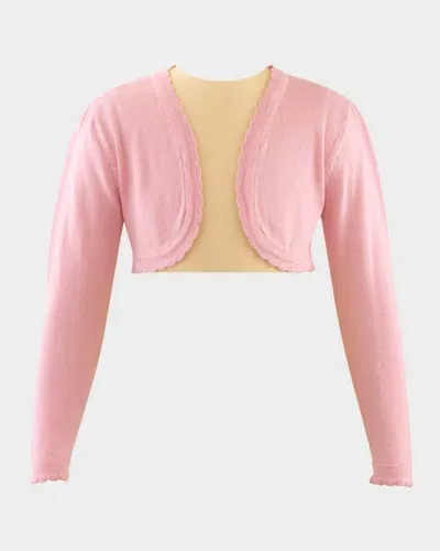 Rachel Riley Kids' Girl's Scalloped Trim Bolero In Pink