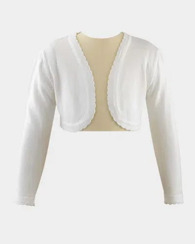 Rachel Riley Kids' Girl's Scalloped Trim Bolero In White