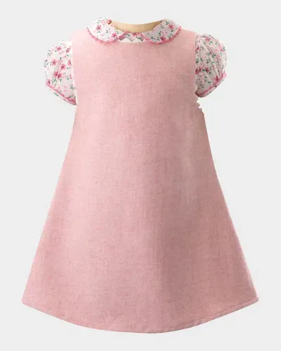 Rachel Riley Kids' Girl's Tweed Pinafore Dress & Top Set In Pink