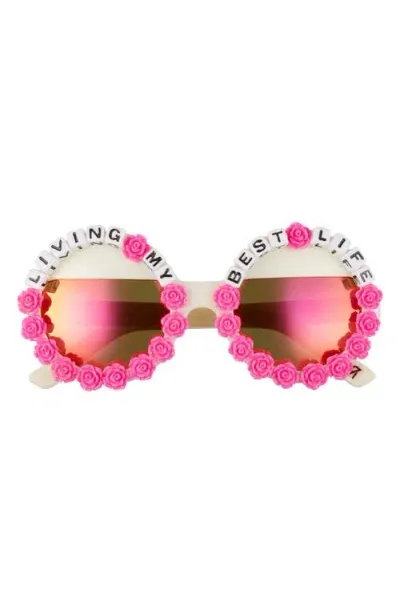 Rad + Refined Living My Best Life Round Sunglasses In Hot Pink/green Mirrored