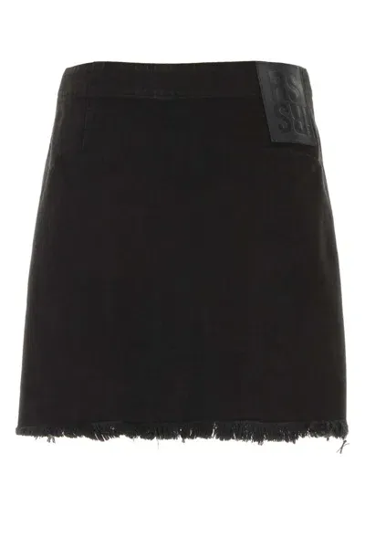 Raf Simons Black Denim Skirt In 0099