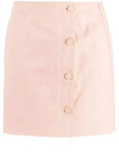 Raf Simons Frayed-edge Miniskirt In Pink