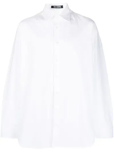 Raf Simons Mesh-panel Cotton Shirt In White