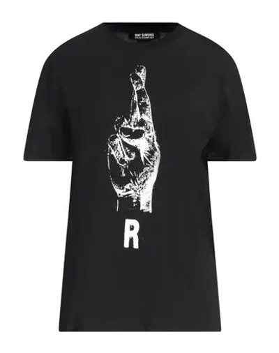 Raf Simons R Hand Sign Print T-shirt In Black