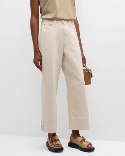 Rag & Bone Andi Wide-leg Cuffed Jeans In Ecru