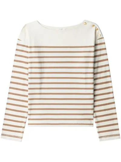 Rag & Bone Bardot Striped Long-sleeve Top In White