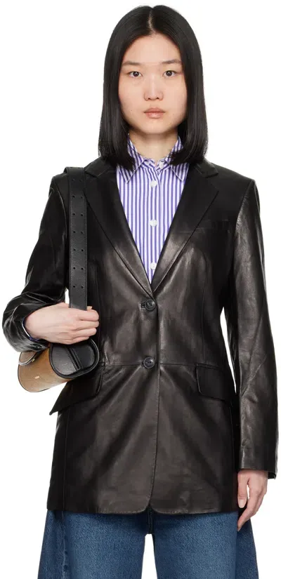 Rag & Bone Black Charles Leather Blazer