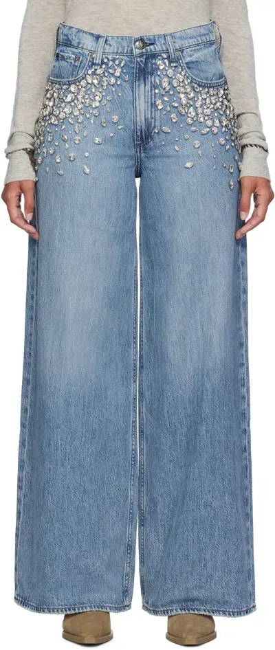 Rag & Bone Blue Featherweight Sofie Wide-leg Jeans In Malijewel