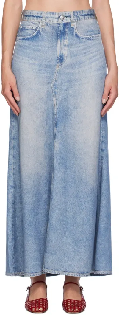 Rag & Bone Blue Liquid Miramar Skirt In Mari