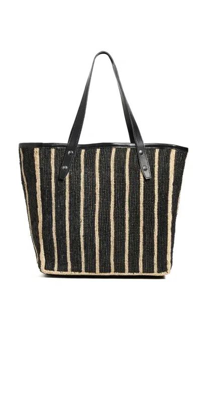 Rag & Bone Daily Tote Straw Black Multi