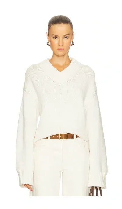 Rag & Bone Danica V-neck Sweater In 象牙白