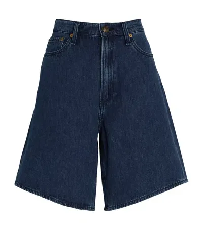 Rag & Bone Denim Mckenna Longline Shorts In Blue