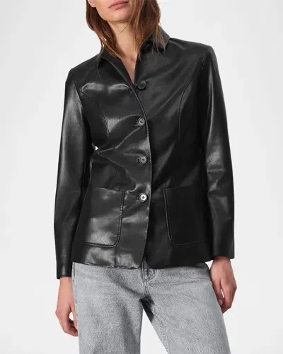 Rag & Bone Drew Faux Leather Blazer In Black