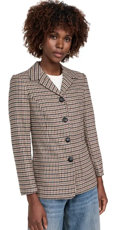 Rag & Bone Drew Italian Houndstooth Blazer Tan Multi