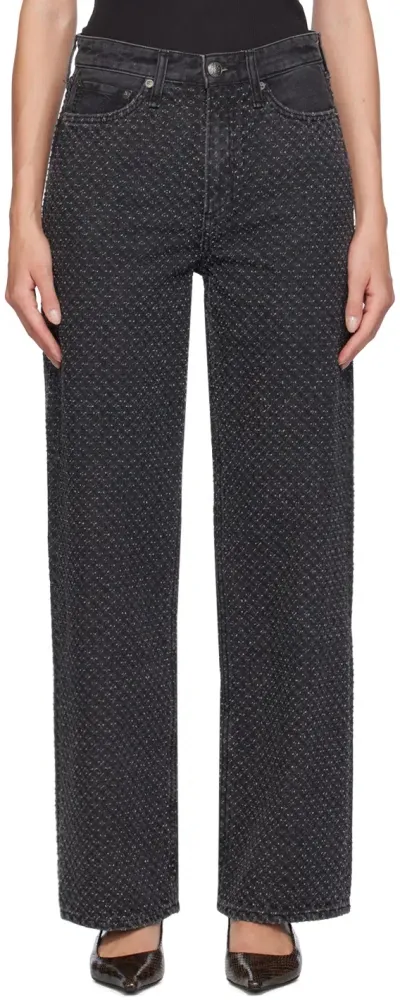 Rag & Bone Gray Logan Wide-leg Jeans In Black