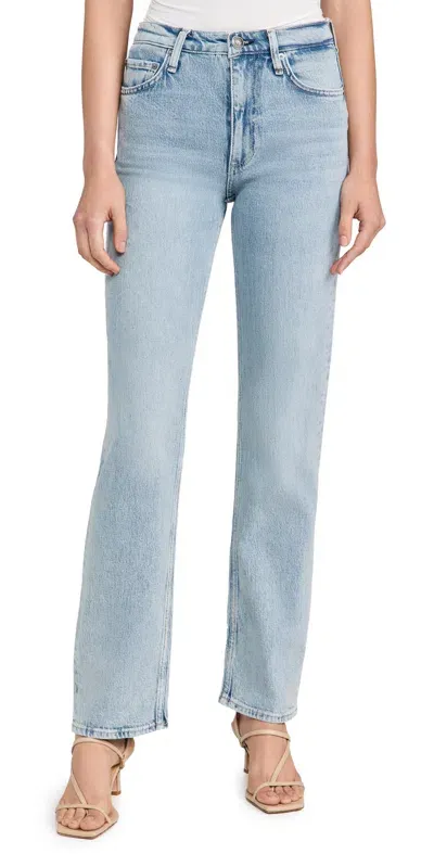 Rag & Bone Harlow Mid Rise Full Length Straight Jeans Bloomfield In Blue