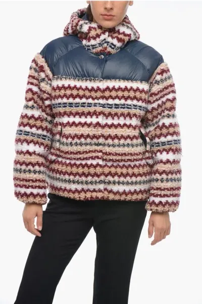 Rag & Bone Hooded Printed Joelle Sherpa Puffer Jacket In Multi