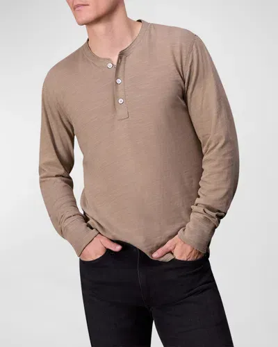 Rag & Bone Men's Classic Flame Henley Shirt In Desert