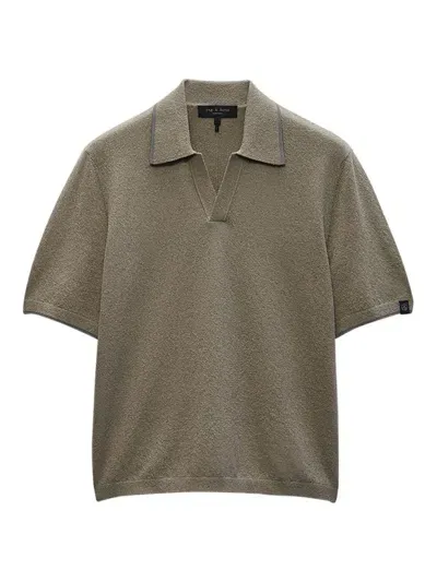 Rag & Bone Men's Johnny Zuma Toweling Polo In Vetiver