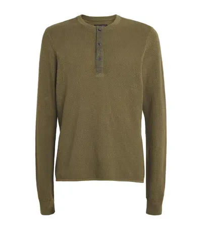 Rag & Bone Organic Cotton Pique Henley Top In Green