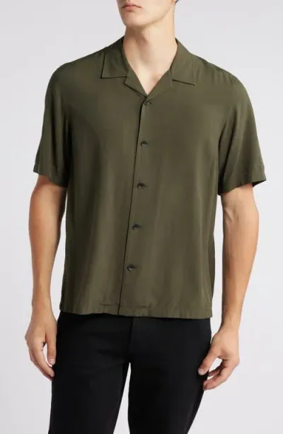 Rag & Bone Avery Solid Camp Shirt In Forest