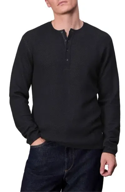 Rag & Bone Bennet Wool & Cotton Henley Sweater In Black