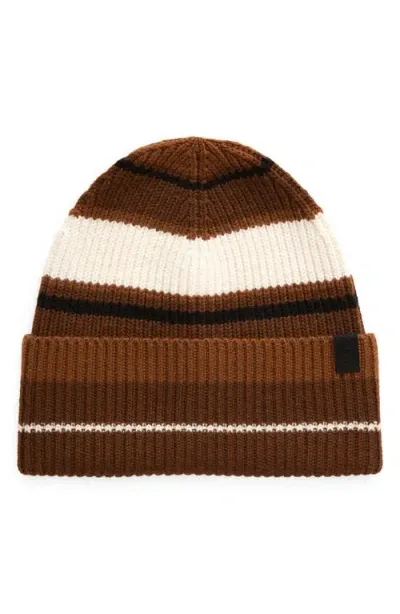 Rag & Bone Blake Stripe Wool Blend Beanie In Brwmulti