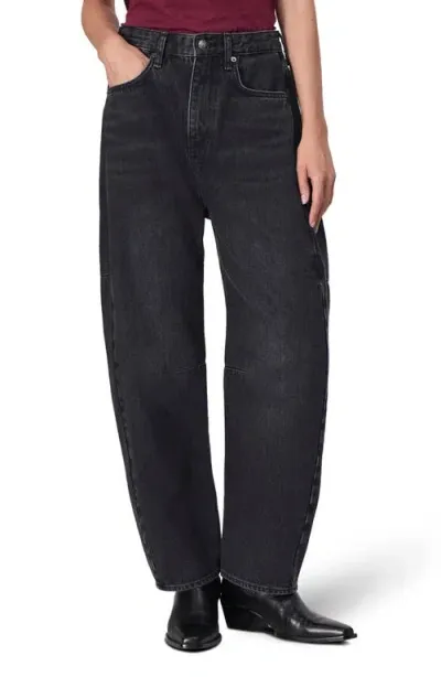 Rag & Bone Charlie High-rise Barrel Jeans In Black Stone