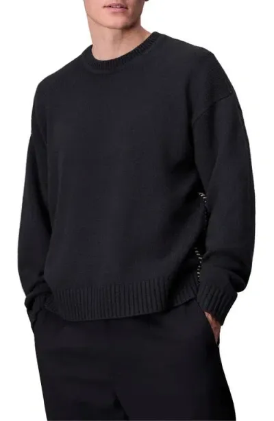 Rag & Bone Clarkson Whipstitch Wool Sweater In Black