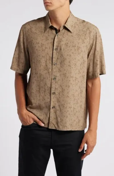 Rag & Bone Dalton Floral Short Sleeve Button-up Shirt In Taupeflora